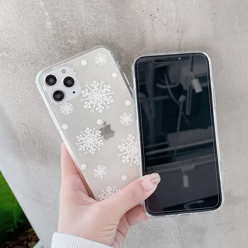 Christmas snowflake elk TPU phone case for iPhone with cartoon design, blue flower colour option