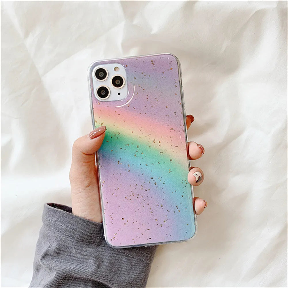 Rainbow gradient Japanese Korean stripe design TPU phone case for iPhones