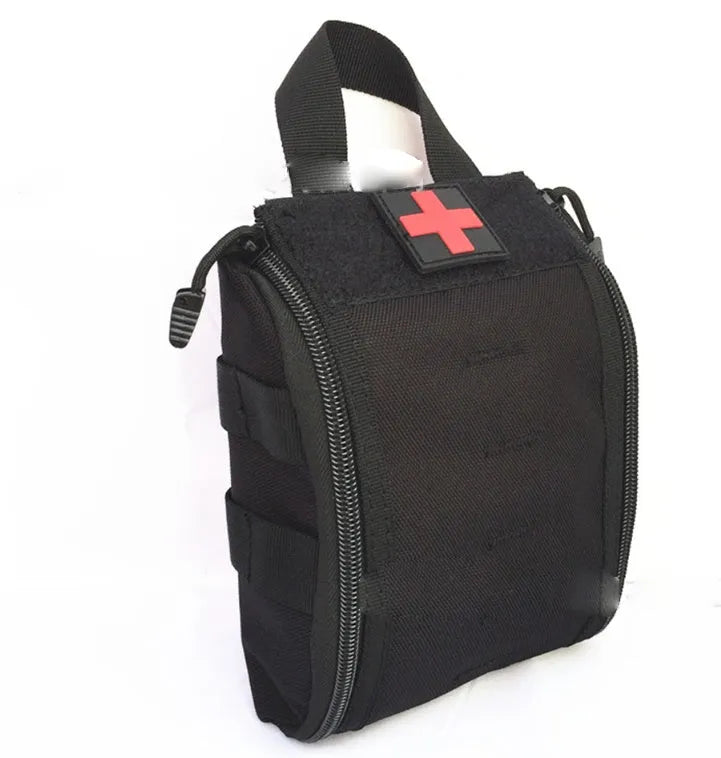 Tactical medical kit with first aid supplies for outdoor camping and climbing activities