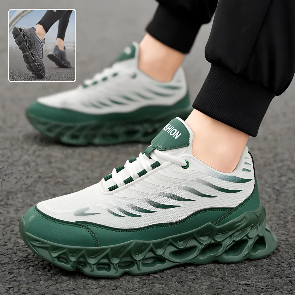 Men's lace-up thick-soled daddy sneakers in Black Grey with mesh upper and PU sole