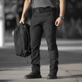 Loose men's cargo pants in khaki with multi pockets and cotton blend fabric
