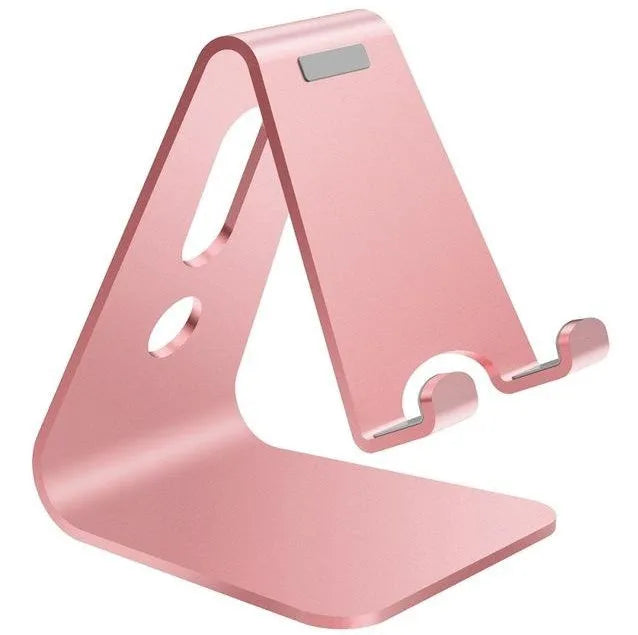 Aluminium Universal Phone Buddy stand holding a mobile phone, shown in silver finish.