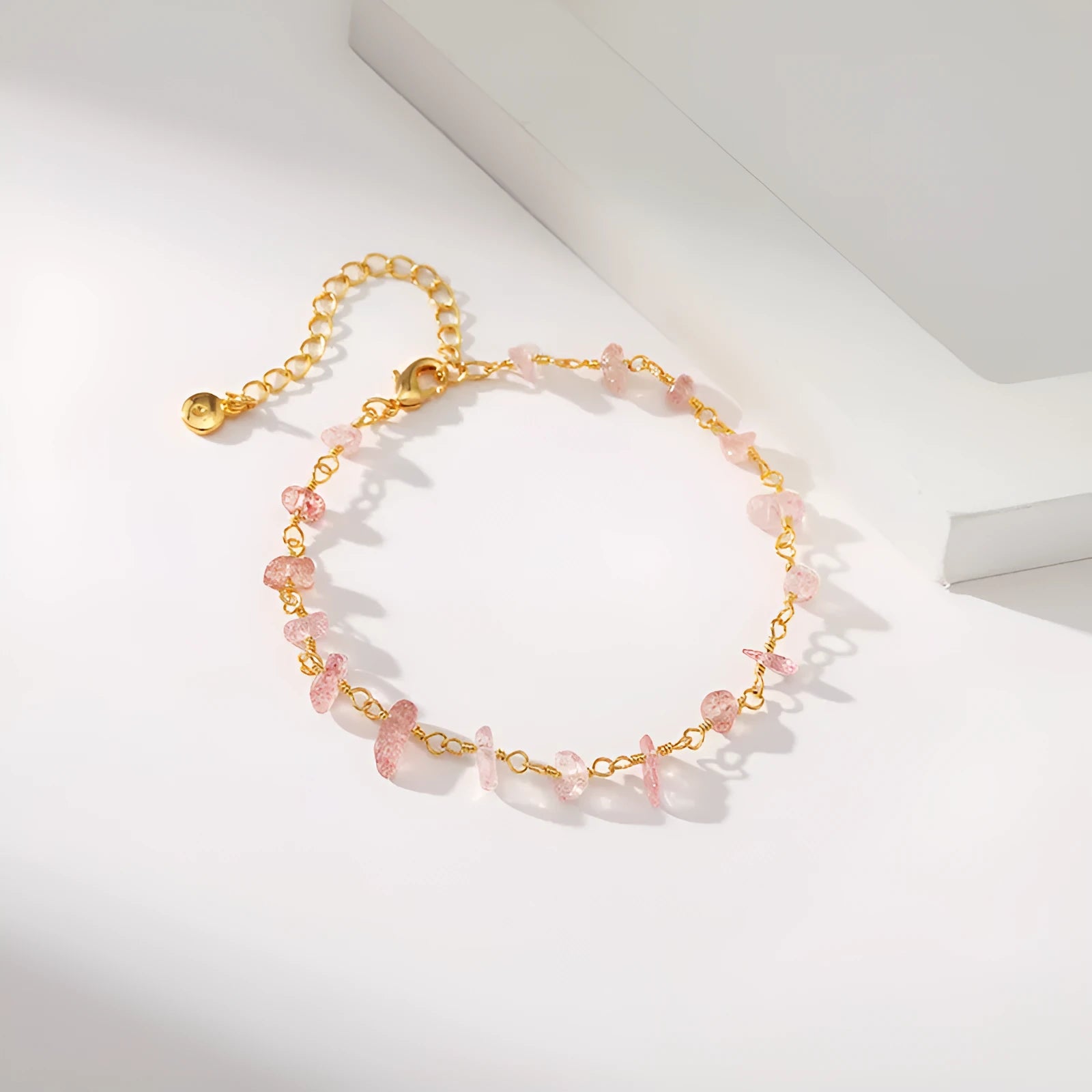 Geometric women's bracelet with irregular turquoise crystals crafted from 18K copper in multiple colour options