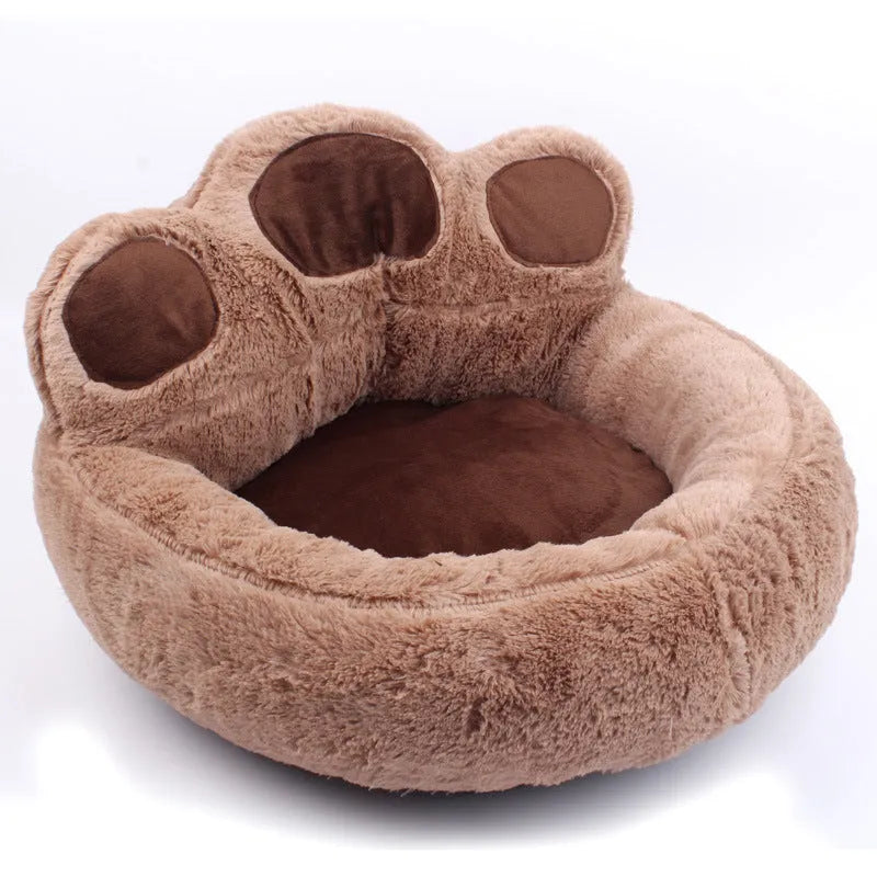 Bear paw teddy pet mat in coffee colour, short plush fabric, with PP cotton filling on floor