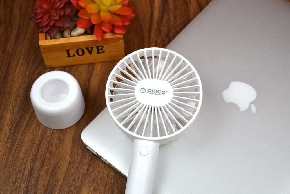 ORICO FH1 white portable USB rechargeable desk fan with three-speed settings