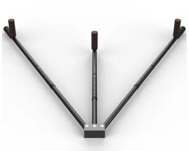 Leg stretcher with two extension bars and centre handle for home flexibility training