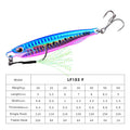 Luya Bait metal iron plate submerged tossing lure with treble hook, luminous finish, 10g and 60g weight options