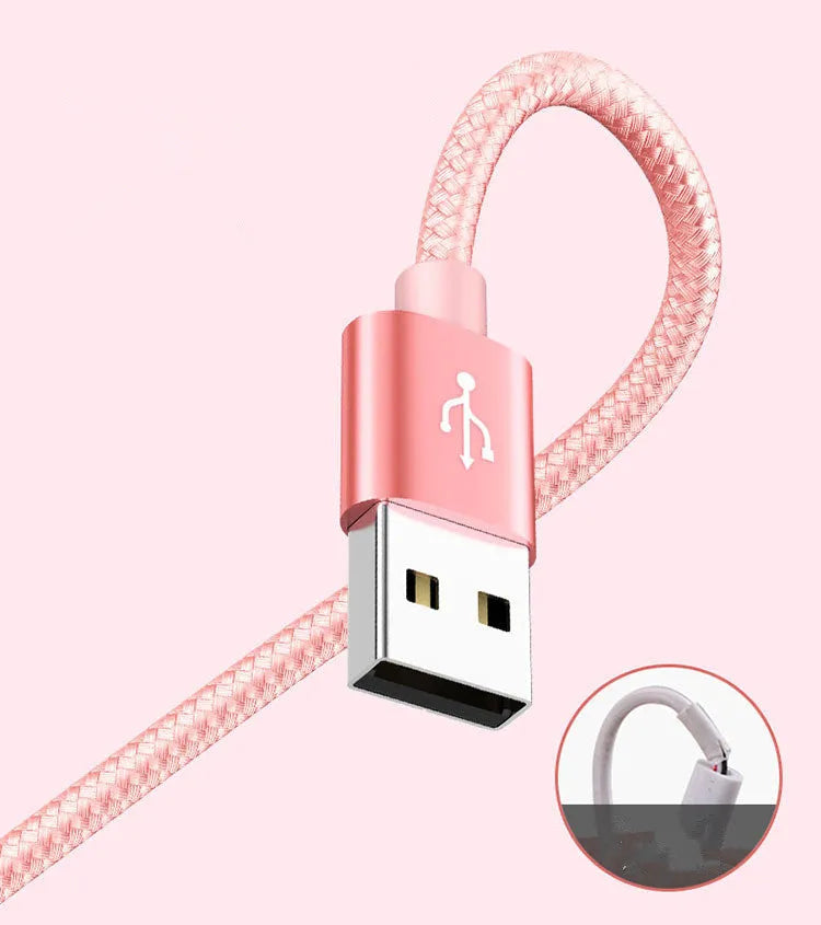 Three-in-one mobile phone charging cable in multiple colours showing 1.2 metre length