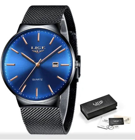 Men's stainless steel wristwatch with a 40mm dial on a 24cm adjustable strap.