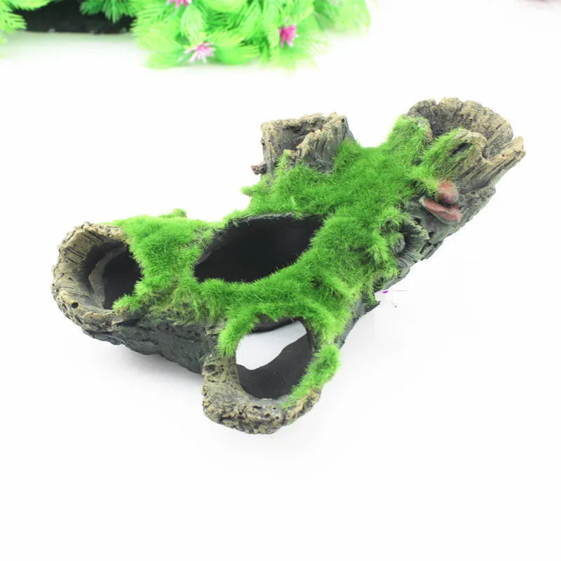 Qinjiayuan medium synthetic resin shrimp cave house with tree branch detailing for aquarium landscaping