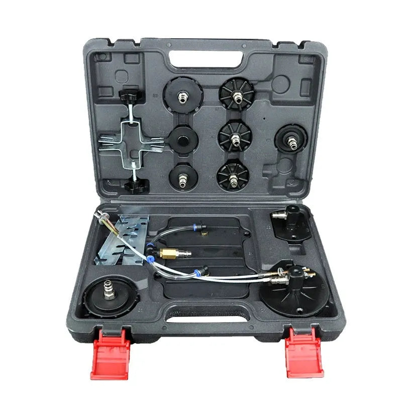 Pneumatic brake fluid replacement machine with pressure gauge and regulator, 49x30x42cm steel frame, 10 litre tank capacity