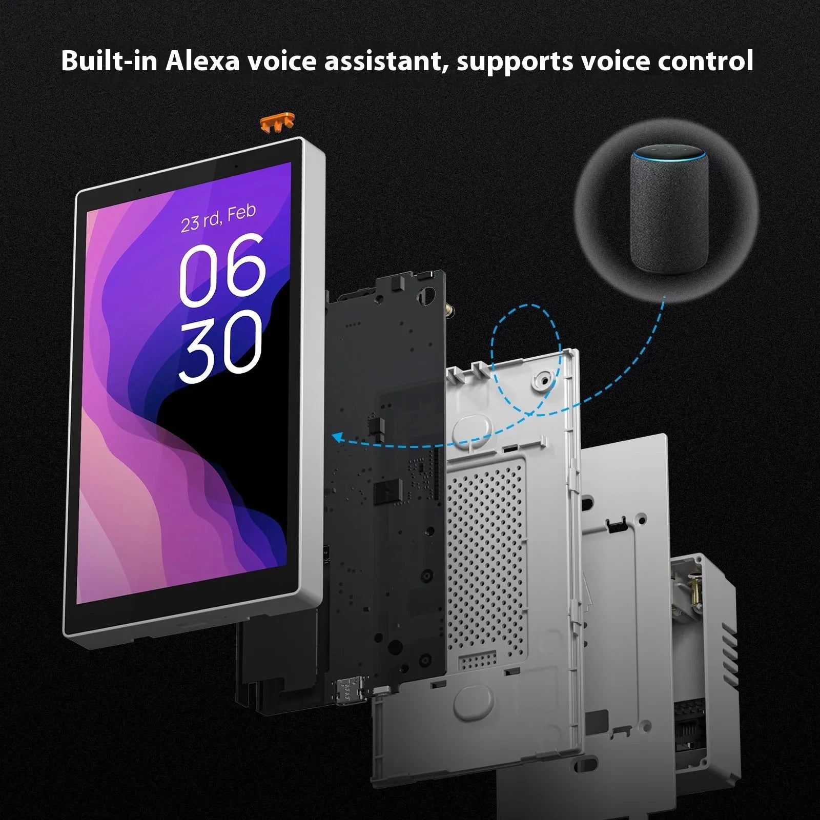 Graffiti 5-inch WiFi smart home central control screen with built-in Zigbee gateway and Alexa voice control, US plug version