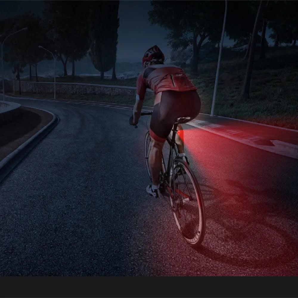 Black USB rechargeable smart brake sensing bicycle taillight with aluminium shell and mounting bracket