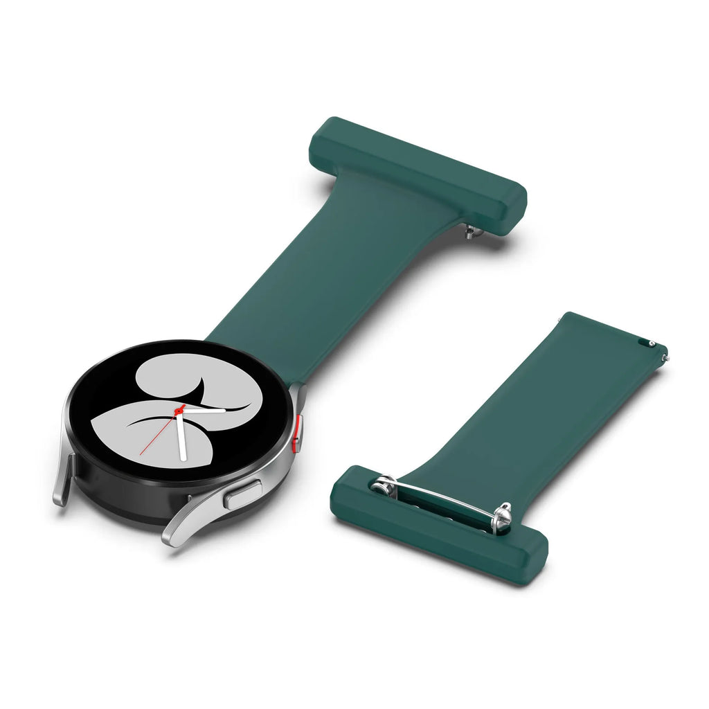 Silicone watch strap buckle adaptor pin in black, 20mm width for nurse hanging clip watch