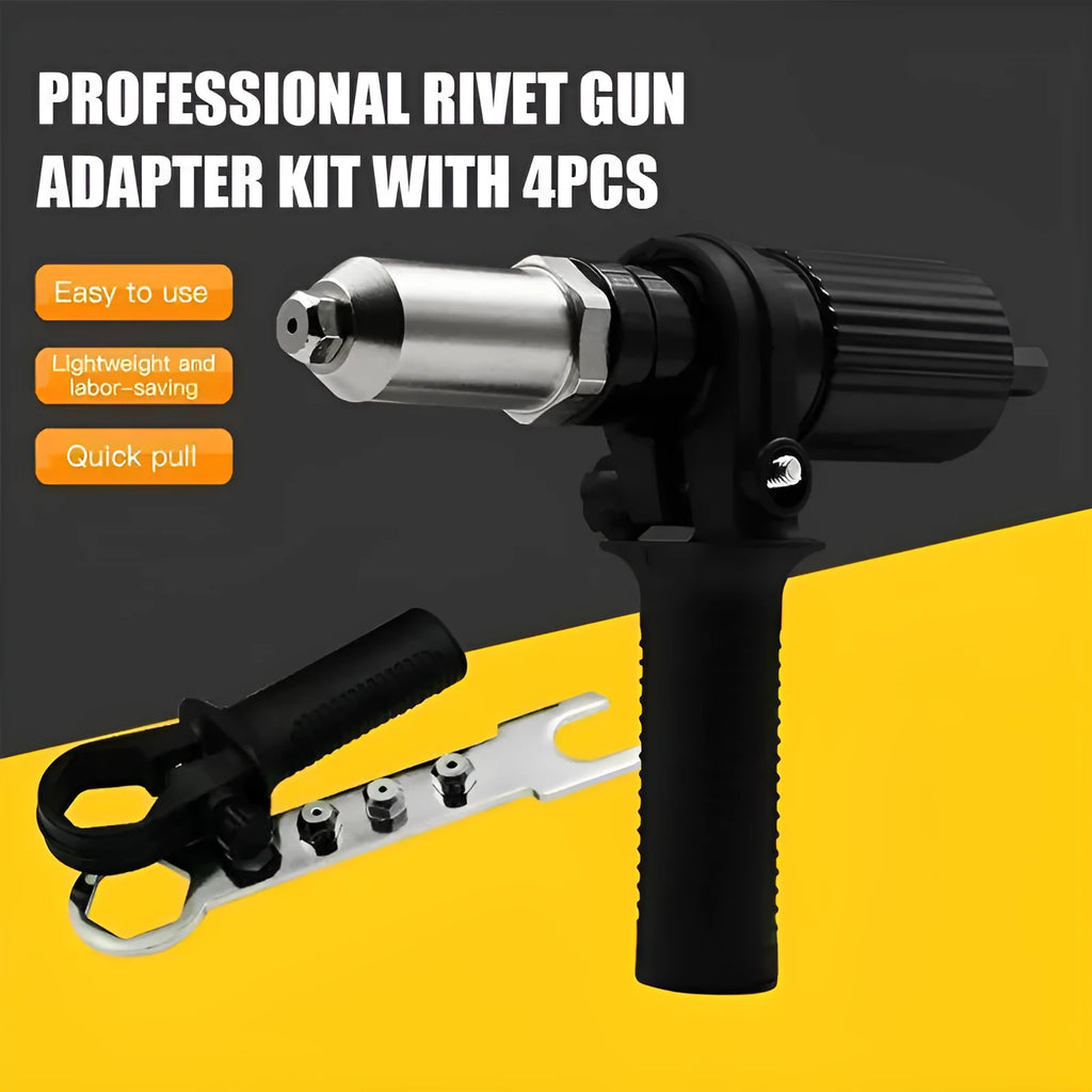 Alloy steel electric drill rivet gun adapter with four interchangeable heads