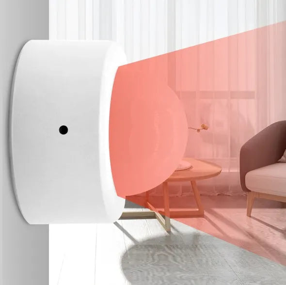 White ZigBee 3.0 infrared body sensor for wireless home automation with 120° detection angle
