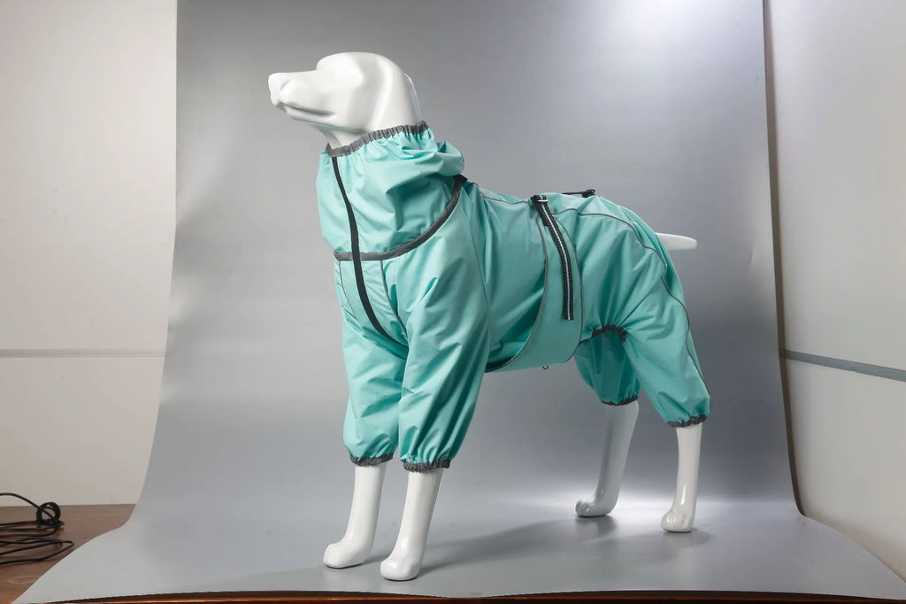 Red cotton-padded dog shell jacket made from polyester with sporty style