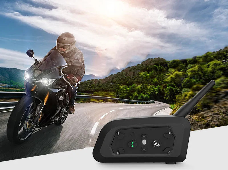 Motorcycle helmet Bluetooth intercom V6 Pro with mounting accessories and 800 metre communication range