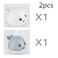 Automatic water induction whale bath toy spraying water with colourful LED lights