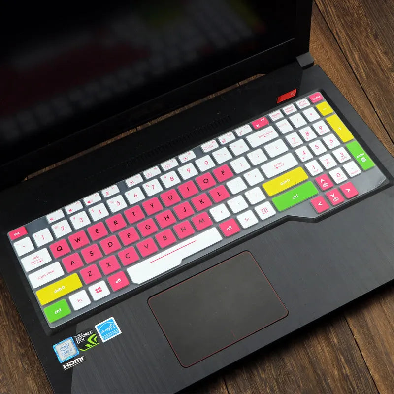ASUS Flight laptop keyboard protective film cover in various colour options including blue, mint, and gradient patterns.