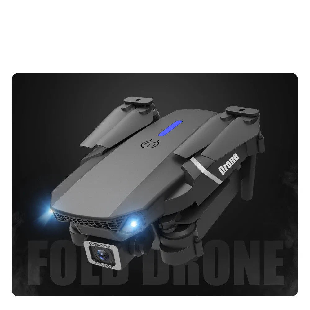 LSRC LS-E525 foldable 4K dual camera quadcopter drone with black and white body, arms folded