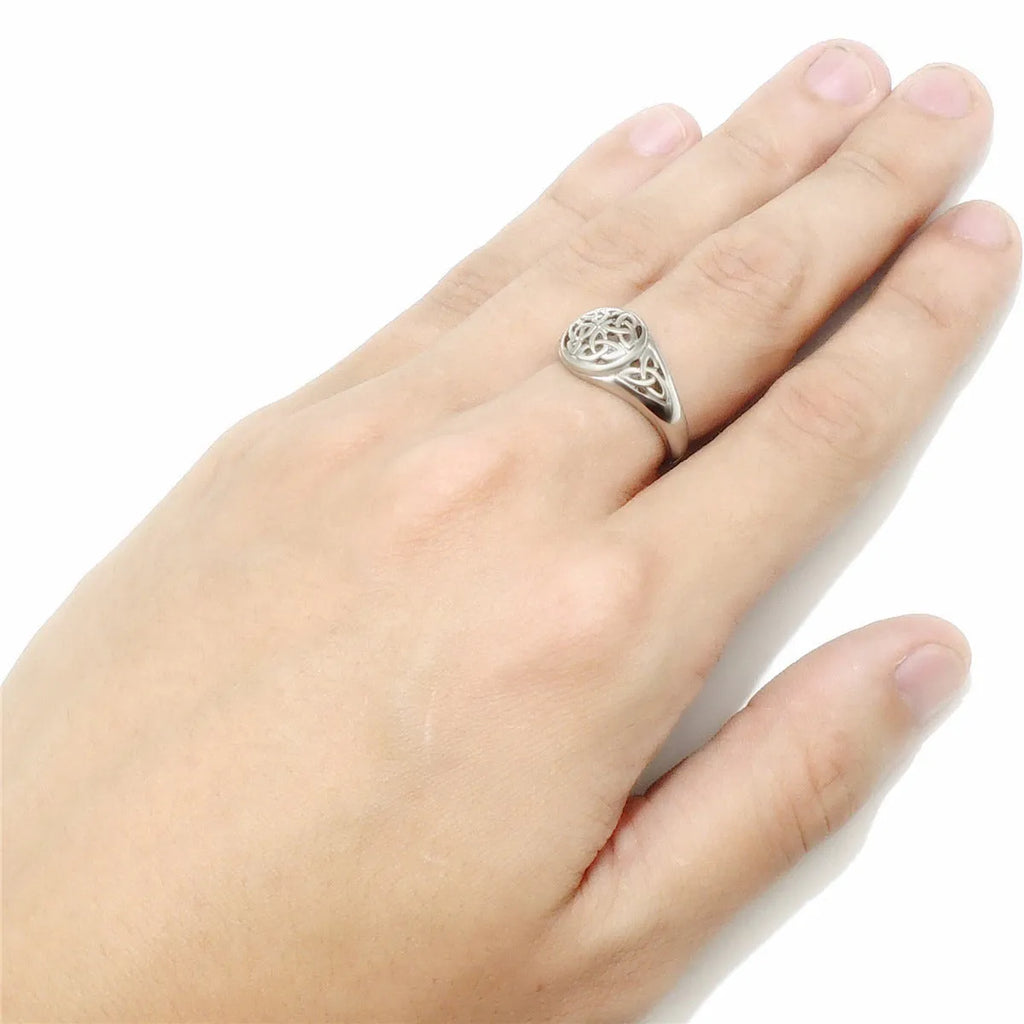 Silver alloy geometric unisex ring side view plain band no stones