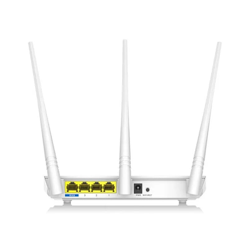 A white wireless router with antennas for dual-band 2.4GHz and 5GHz Wi-Fi.