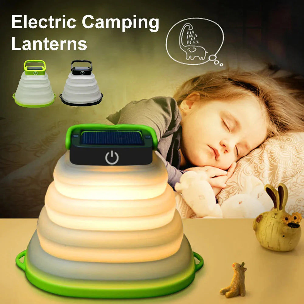 Collapsible camping light IP68 waterproof solar foldable lantern with bowl shape design, black colour