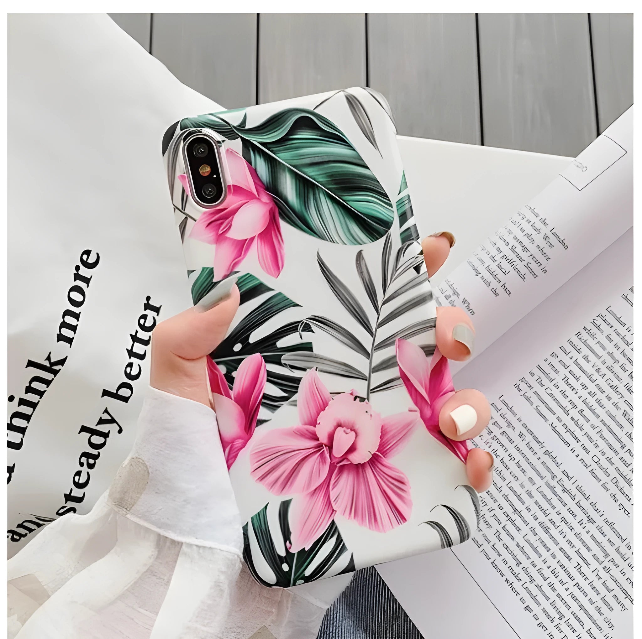 Pink floral TPU back cover case for multiple iPhone models including 11, X, 8, 7 and 6 series