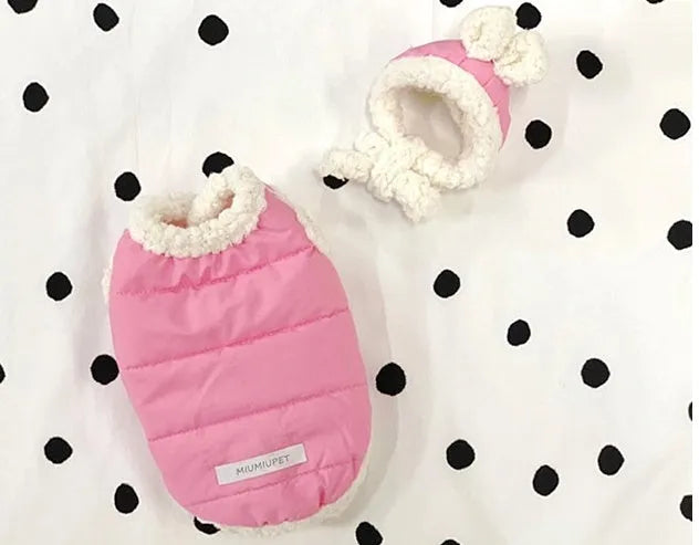 Cotton-padded pet clothes in casual style for dogs, available in black, pink, and yellow, sizes XS to XL