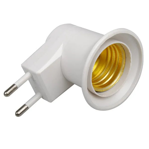 White bakelite E27 wall plug lamp holder adapter with a toggle switch.