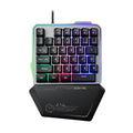 G40 Flow Colour black one-handed robotic keyboard with RGB backlit keys on a desk