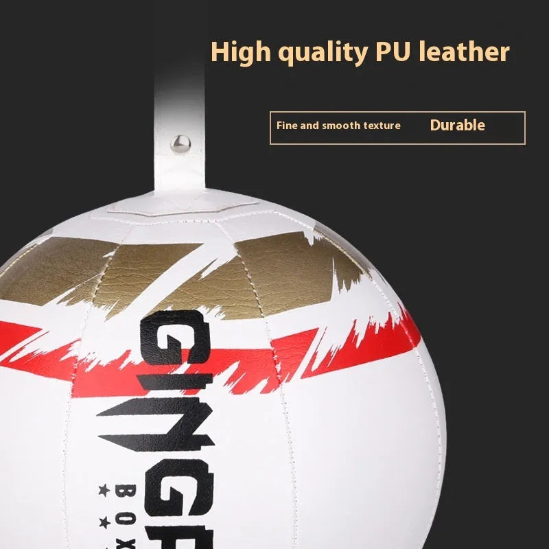 Black, black and green, and white hanging PU boxing speed ball for reaction dodge training