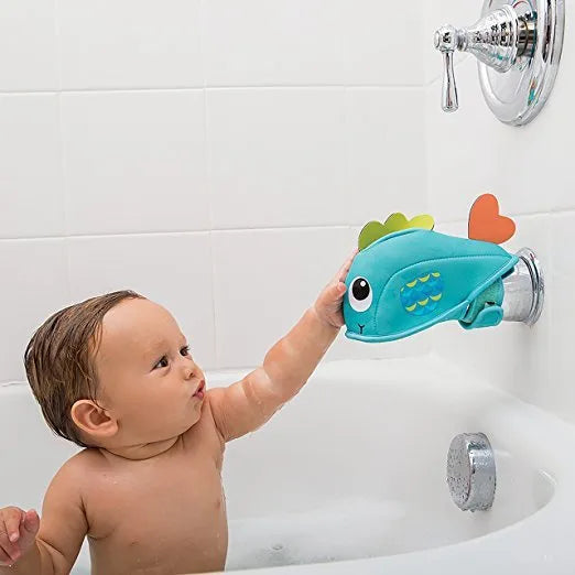 Blue whale-shaped anti-knock cloth faucet protection cover for baby bath safety