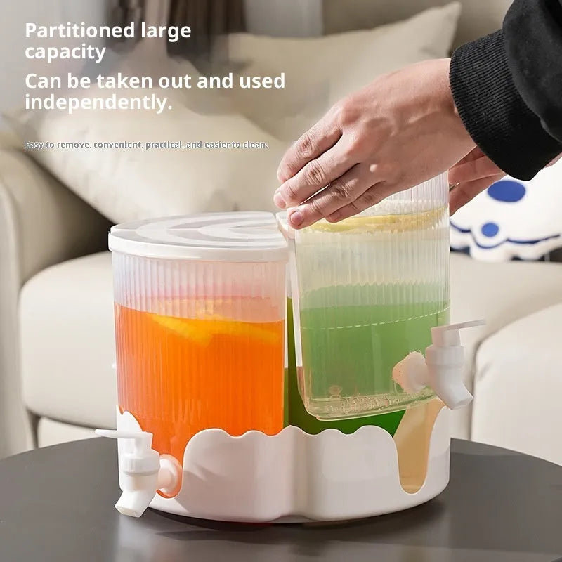 Rotating refrigerator with faucet and four compartments in modern simplicity glacier pattern