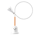 Plastic cat toy with strong suction cup in green and white colours for indoor play