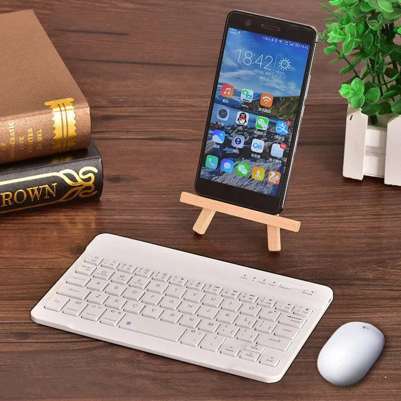 Mini Bluetooth wireless keyboard in black or white with 10-inch and 7-inch size options