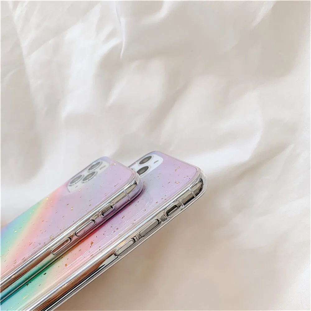 Rainbow gradient Japanese Korean stripe design TPU phone case for iPhones