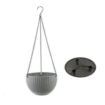 Plastic hanging basket with inner tank and chain in choice of seven colours