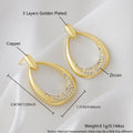 Women's geometric drop earrings in yellow gold with round and oval ring design