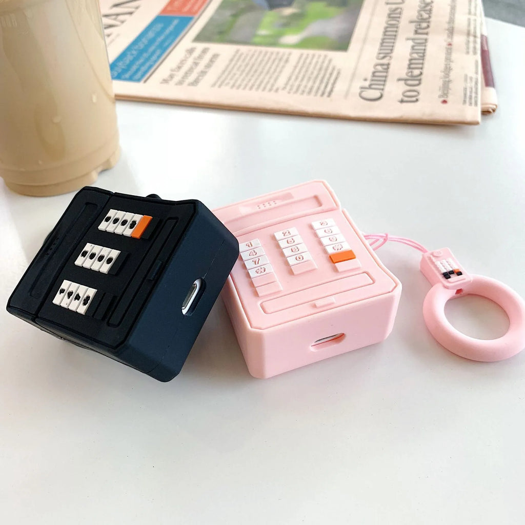 Silicone protective case for AirPods 1st and 2nd generation, cute cartoon design, pink colour, anti-knock