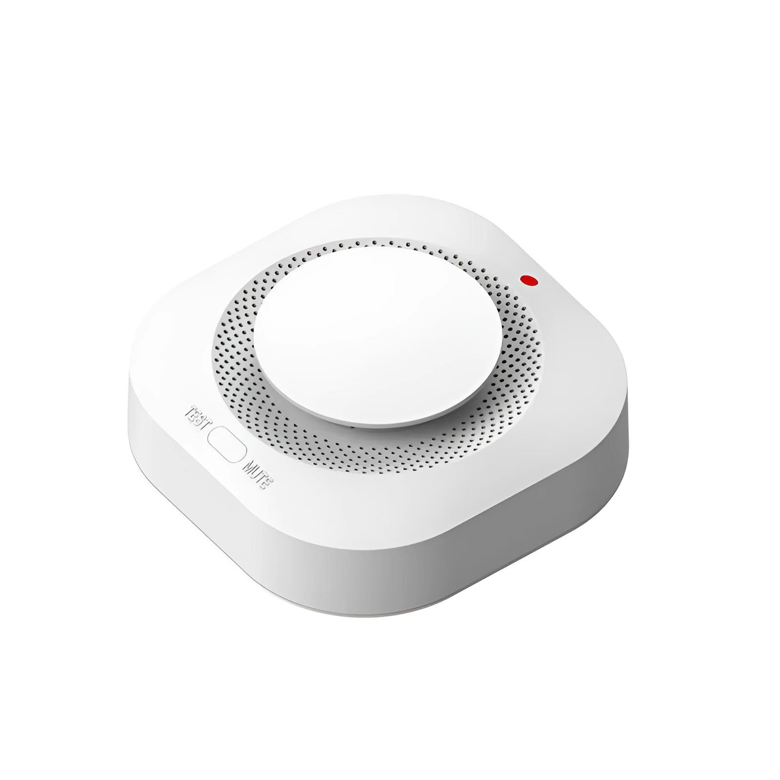 White wireless smoke detector with 433MHz transmission and low battery alert for home fire safety