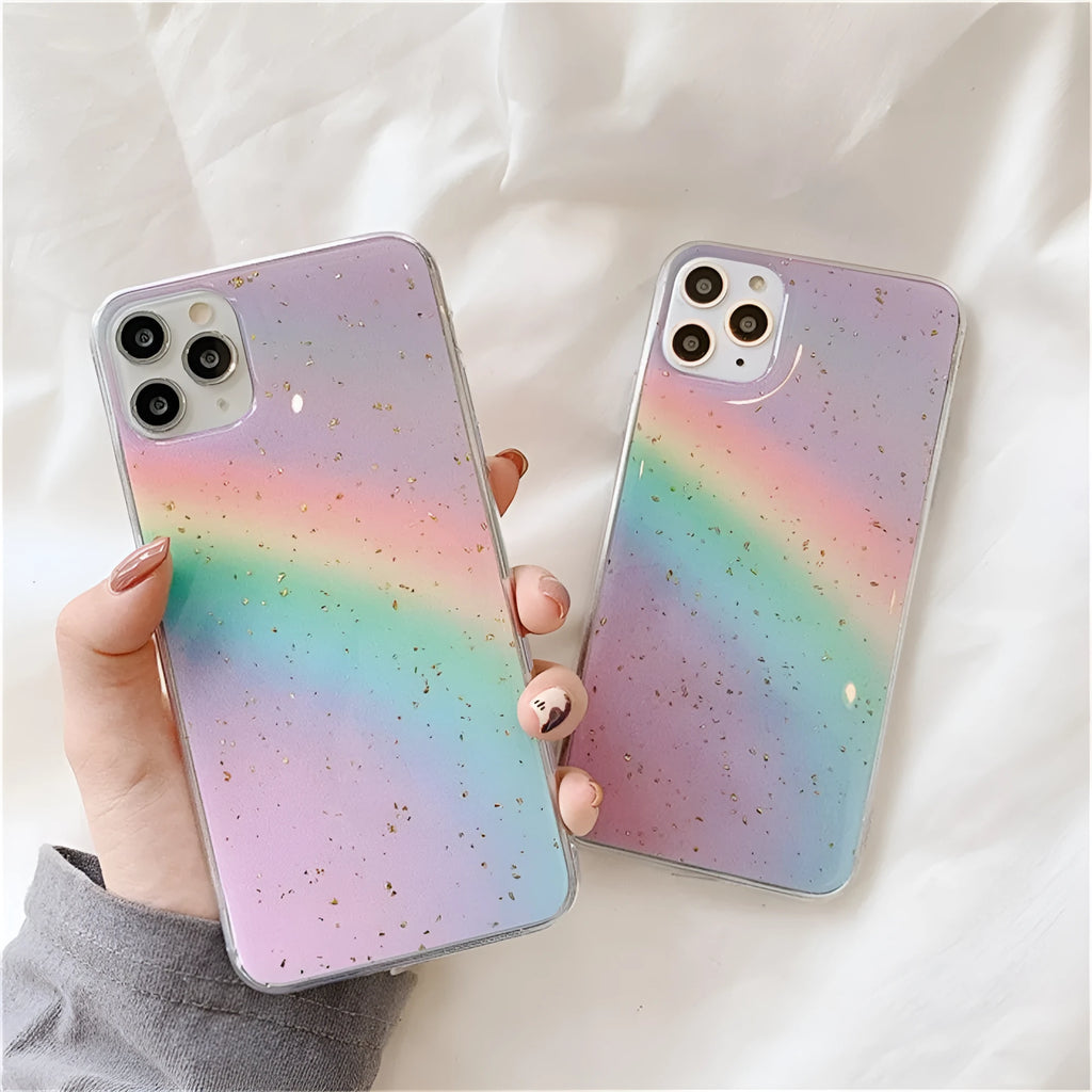 Rainbow gradient Japanese Korean stripe design TPU phone case for iPhones