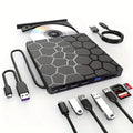 Black external USB CD/DVD drive with compact rectangular design on desktop