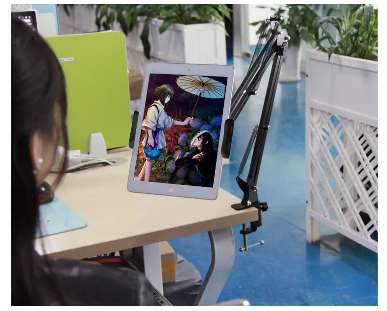 Adjustable phone tablet stand in black and white colours with 10cm height options