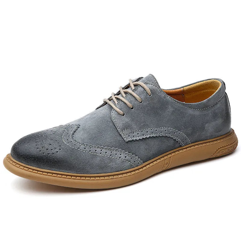 Men's business formal leather lace-up shoes with cowhide construction and rubber soles
