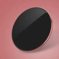 Ultra-thin aluminium alloy wireless charger in metallic finish with LED indicator light