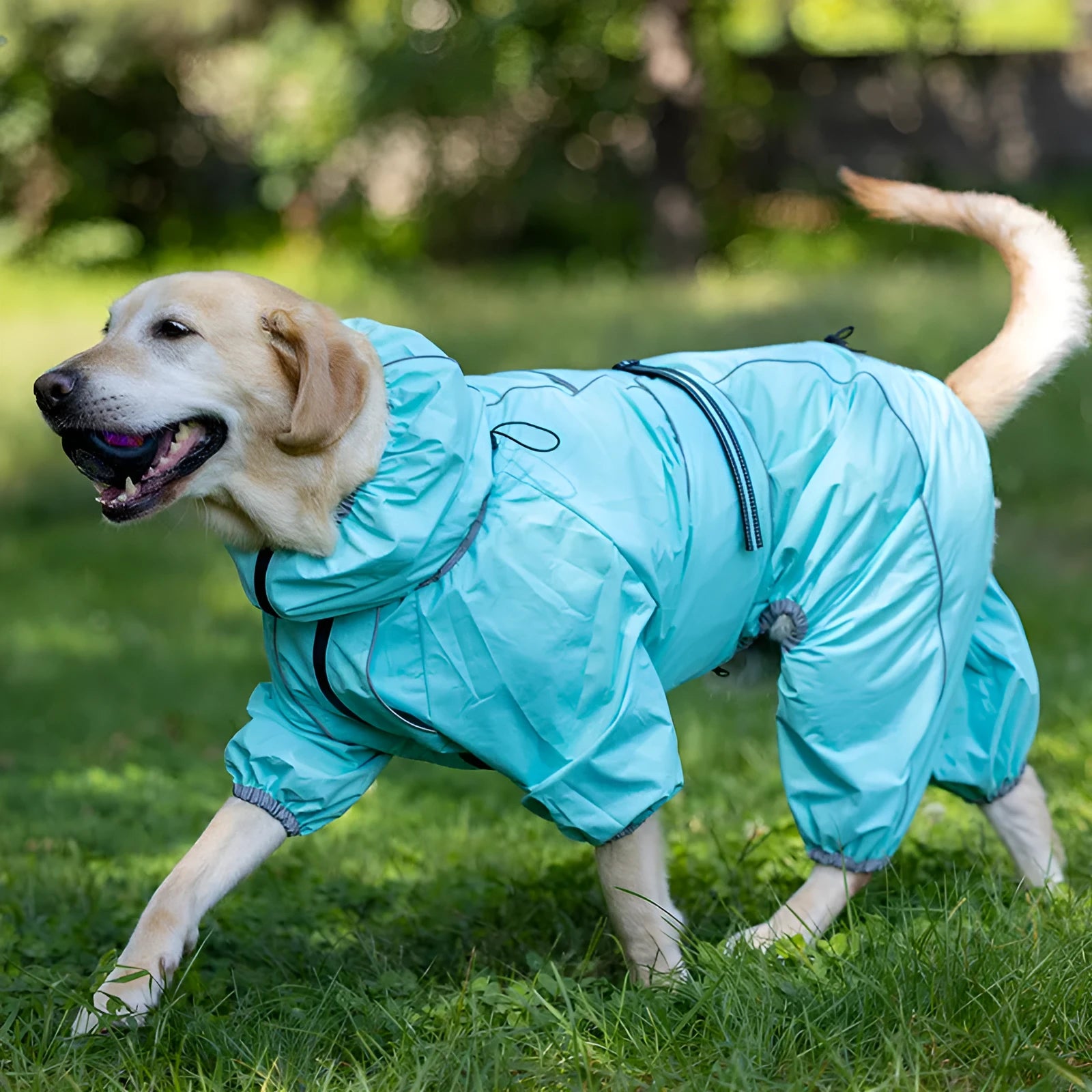 Red cotton-padded dog shell jacket made from polyester with sporty style