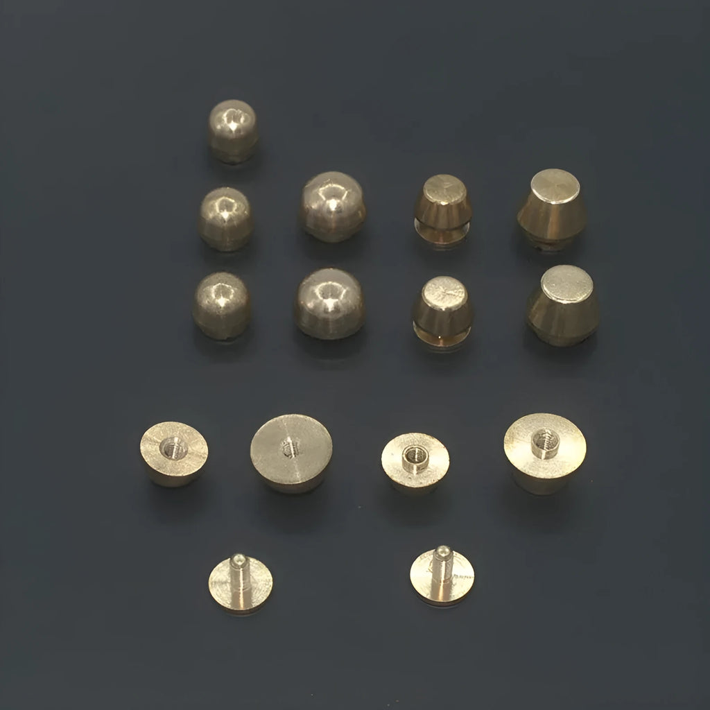 Brass decorative shoe buckles in round and bucket foot nail designs