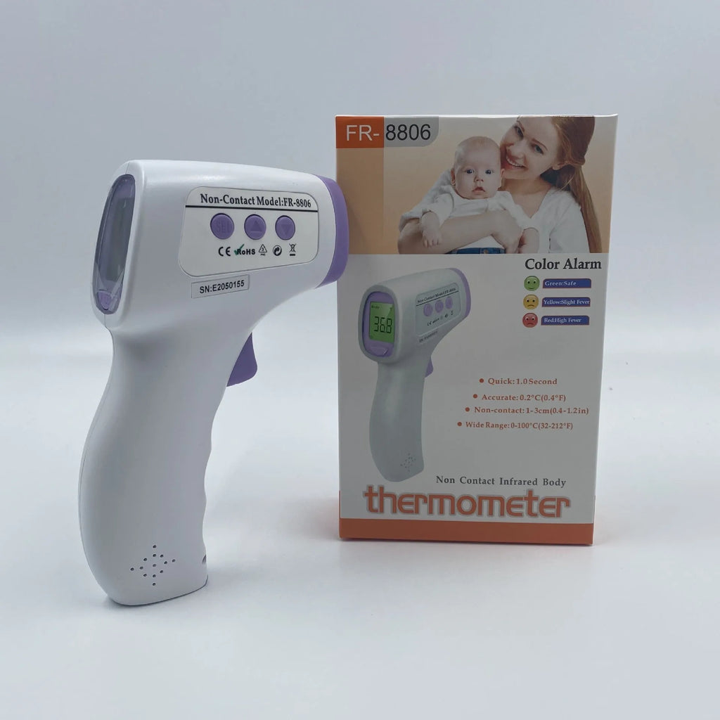 White digital thermometer with non-contact temperature measurement capability for general use
